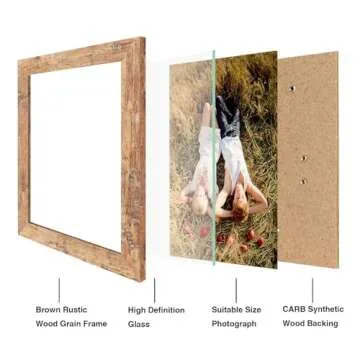 iRahmen 8x10 Picture Frame Set - Rustic Brown Real Glass