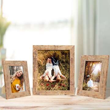 iRahmen 8x10 Picture Frame Set - Rustic Brown Real Glass
