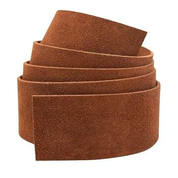Realeather SS15042-02 Medium Brown Leather Strip, 1.5" x 42" for Crafting