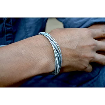 Adjustable Unisex Grey String Bracelet with Hematite Stones