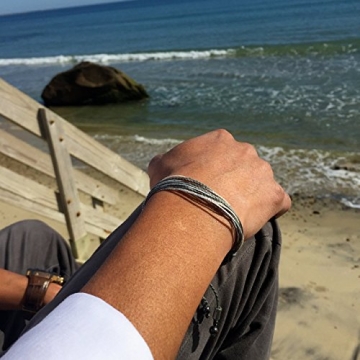 Adjustable Unisex Grey String Bracelet with Hematite Stones