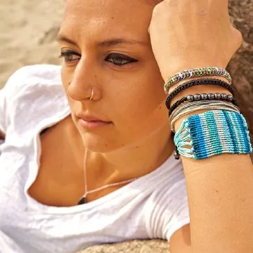 Adjustable Unisex Grey String Bracelet with Hematite Stones