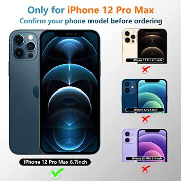 Temdan Case with Built-in Screen Protector Full Body Rugged Heavy Duty Shockproof Dustproof IP68 Waterproof Phone Case for iPhone 12 Pro Max 6.7 inch (Black)