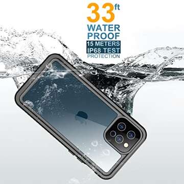 Temdan Case with Built-in Screen Protector Full Body Rugged Heavy Duty Shockproof Dustproof IP68 Waterproof Phone Case for iPhone 12 Pro Max 6.7 inch (Black)