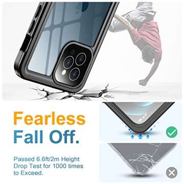 Temdan Case with Built-in Screen Protector Full Body Rugged Heavy Duty Shockproof Dustproof IP68 Waterproof Phone Case for iPhone 12 Pro Max 6.7 inch (Black)