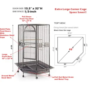 64" Extra Large Bird Cage for Small to Medium Birds