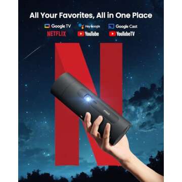 JMGO PicoFlix GTV Netflix Projector, 1080P Mini Portable Projector with Wifi and Bluetooth, 4.5H Bat...