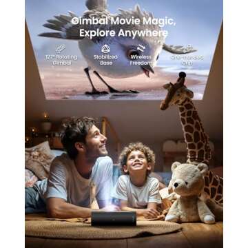 JMGO PicoFlix GTV Netflix Projector, 1080P Mini Portable Projector with Wifi and Bluetooth, 4.5H Battery, Outdoor 3D Movie Projector 150", Gimbal Auto Image Correction, 420 ISO Lumens, HDR10, 10W DD+