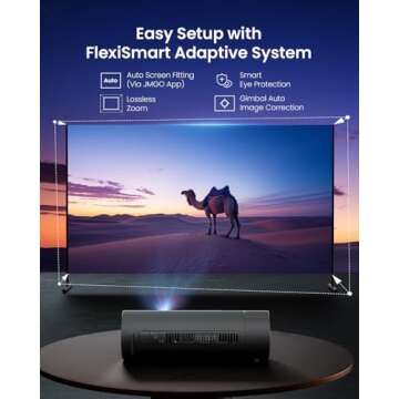 JMGO PicoFlix GTV Netflix Projector, 1080P Mini Portable Projector with Wifi and Bluetooth, 4.5H Battery, Outdoor 3D Movie Projector 150", Gimbal Auto Image Correction, 420 ISO Lumens, HDR10, 10W DD+