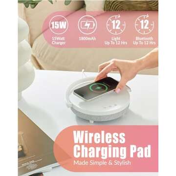 BELMAK Bedside Lamp with Wireless Charger, Phone Charging Lamps for Bedroom, Speaker Lamp Bluetooth Wireless, 6 in 1 Touch Bedside Lamp, Unique Gifts for Women, Dad, Mom, Men Birthday Gift Ideas