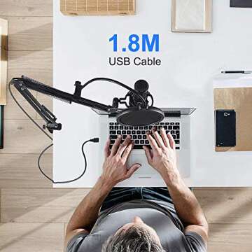 Professional USB Condenser Microphone for Gaming and Podcasting