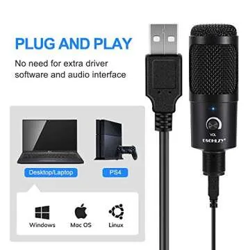 Professional USB Condenser Microphone for Gaming and Podcasting