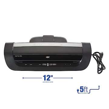 GBC Thermal Laminator Machine, Fusion 6000L, 12 Inch, 1 Min Warm-Up, 3-10 Mil, with 50 EZUse Laminating Pouches for Home, Office and Classroom, Black (1703097)