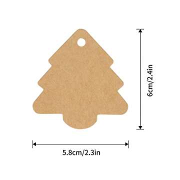 jijAcraft Christmas Gift Tags, 100Pcs Christmas Tree Shape Tags with String, Blank Gift Tags, Kraft ...