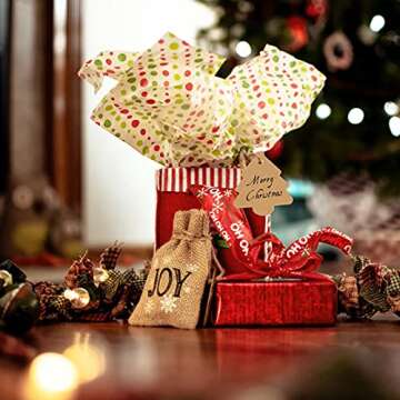 jijAcraft Christmas Gift Tags, 100Pcs Christmas Tree Shape Tags with String, Blank Gift Tags, Kraft Paper Tags, Christmas Gift Name Tags for Presents,Gift Bags Wrapping, Christmas DIY Crafts