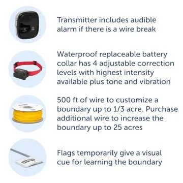 PetSafe Stubborn Dog In-Ground Pet Fence Electric Fence for Stubborn Dogs (500 Ft 1/3 Acre 20 Gauge Wire Kit) Underground Dog Containment System, for Persistent Pets (Red and Black)