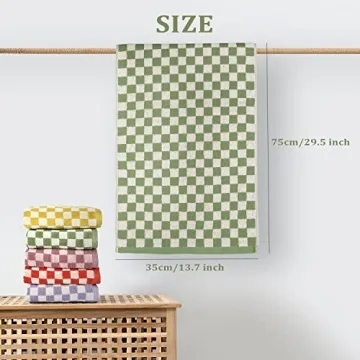 Sawowkuya 5 Pcs Checkered Hand Towels Set - Absorbent & Colorful