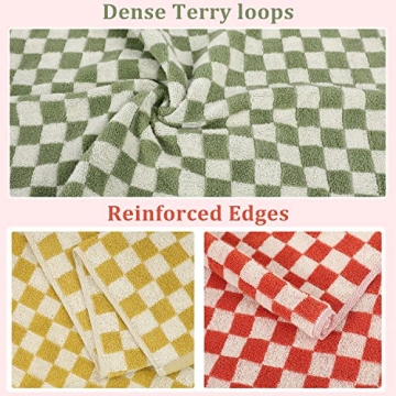 Sawowkuya 5 Pcs Checkered Hand Towels Set - Absorbent & Colorful