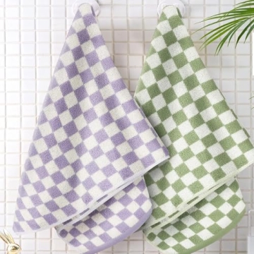 Sawowkuya 5 Pcs Checkered Hand Towels Set - Absorbent & Colorful