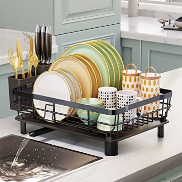AIDERLY Dish Drying Rack with Drain for Convenient Kitchen Use