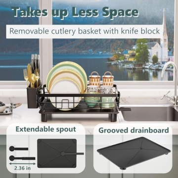 AIDERLY Dish Drying Rack with Drain for Convenient Kitchen Use
