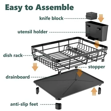 AIDERLY Dish Drying Rack with Drain for Convenient Kitchen Use
