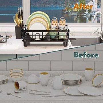 AIDERLY Dish Drying Rack with Drain for Convenient Kitchen Use
