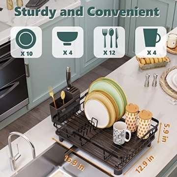AIDERLY Dish Drying Rack with Drain for Convenient Kitchen Use