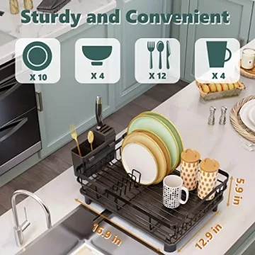 AIDERLY Dish Drying Rack with Drain for Convenient Kitchen Use