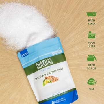 Chakras Bath Salt with Epsom and Essential Oils 32 oz