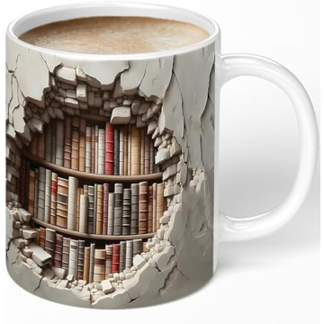 Aigori Library Bookshelf Mug, Cool Bookish Ceramic Coffee Mug, Book Lovers Gifts for Readers, Creati...