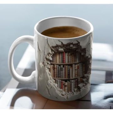 Aigori Library Bookshelf Mug, Cool Bookish Ceramic Coffee Mug, Book Lovers Gifts for Readers, Creative Book Club Mug(11oz), Novelty Gifts for Birthday Christmas Men Women Friends