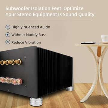 Monosaudio Isolation Feet HiFi Feet 4Pcs 40x20mm Aluminum Universal Turntable Feet with Non-Slip Rub...