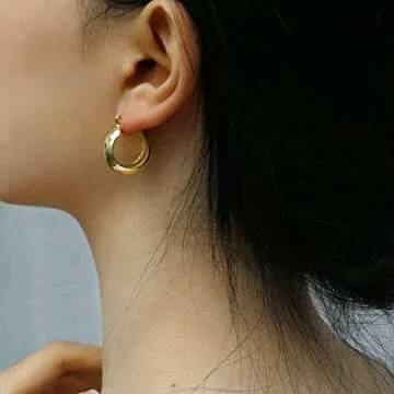 Elegance 11 designs Gold Hoop Earrings Chunky Huggie Thick Tiny Earrings For Women