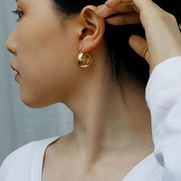 Elegance 11 designs Gold Hoop Earrings Chunky Huggie Thick Tiny Earrings For Women