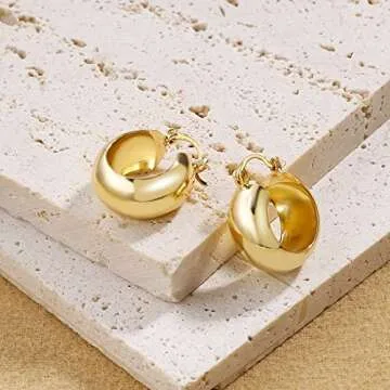 Elegance 11 designs Gold Hoop Earrings Chunky Huggie Thick Tiny Earrings For Women