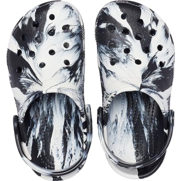 Kids' Classic Marbled Tie Dye Clog Black/White