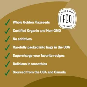 FGO Organic Whole Golden Flax Seeds - Healthy Cooking Additive