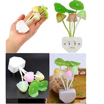 Color Change Led Night Light w/Smart Sensor, Plug-in Night Lights for Kids Adults Cute Mushroom Night Light Lamp Bedroom Home Decor Light Wall Lamps NightLight