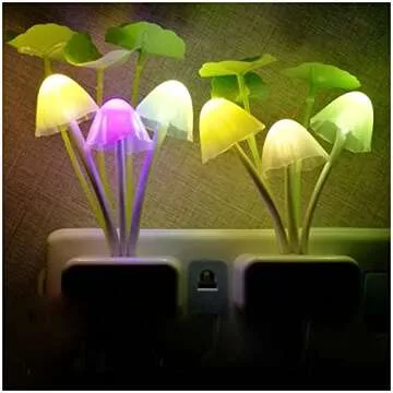 Color Change Led Night Light w/Smart Sensor, Plug-in Night Lights for Kids Adults Cute Mushroom Night Light Lamp Bedroom Home Decor Light Wall Lamps NightLight