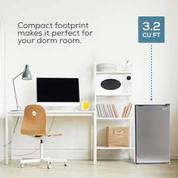 Igloo 3.2 Cu.Ft. Single Door Compact Refrigerator with Freezer - Slide Out Glass Shelf, Perfect for Homes, Offices, Dorms - Platinum