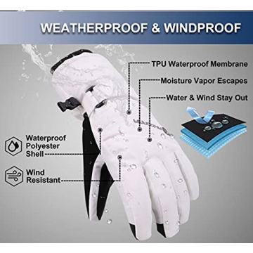 Andorra Women's Waterproof Ski Gloves with Zipper Pocket