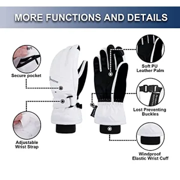 Andorra Women's Waterproof Ski Gloves with Zipper Pocket