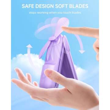 Jkjoy Mini Handheld Fan, Portable Hand Fan with USB Rechargeable, 2000 mAh Battery Operated Pocket Fan, 3 Speeds Adjustable, 2 IN 1 Small Personal Fan for Women Girls Travel Outdoor