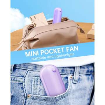 Jkjoy Mini Handheld Fan, Portable Hand Fan with USB Rechargeable, 2000 mAh Battery Operated Pocket Fan, 3 Speeds Adjustable, 2 IN 1 Small Personal Fan for Women Girls Travel Outdoor