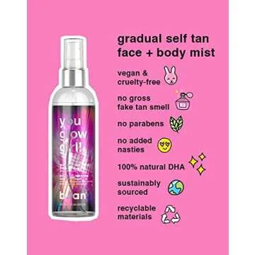 b.tan Violet Self Tan & Face Mist Kit | Lovers Bundle - Self Tanning Mousse with You Glow Girl Gradual Face + Body Mist w Self Tanning Mitt Applicator, 1 Hour Sunless Tanner, Fast, 6.7 Fl Oz