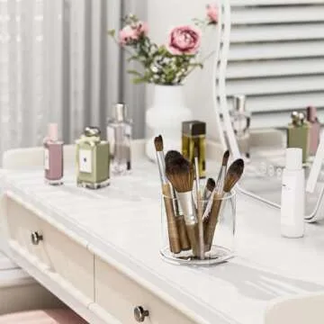 MaxGear 2 Pack Pen Holder Acrylic Cylinder Container, Round Pencil Holder for Desk Pen Cups for Utensil Makeup Brush, Clear Stationery Organizer for School Home Supplies Office Desk Accessories