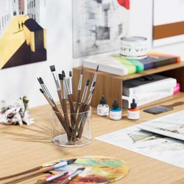 MaxGear 2 Pack Pen Holder Acrylic Cylinder Container, Round Pencil Holder for Desk Pen Cups for Utensil Makeup Brush, Clear Stationery Organizer for School Home Supplies Office Desk Accessories