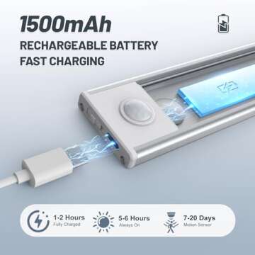 Under Cabinet Lighting, 4 Pack Motion Sensor Light Indoor, Wireless USB Rechargeable Magnetic Closet...