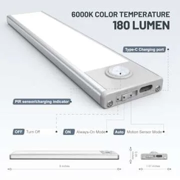 Under Cabinet Lighting, 4 Pack Motion Sensor Light Indoor, Wireless USB Rechargeable Magnetic Closet Lights, 32 LED Under Counter Lights for Kitchen, Wardrobe, Hallway, Stairs, 8 inch White Light